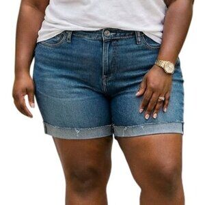 A.N.A Plus Size 22W Shorts Denim Distressed Adjustable Raw Hem Relaxed Fit Blue